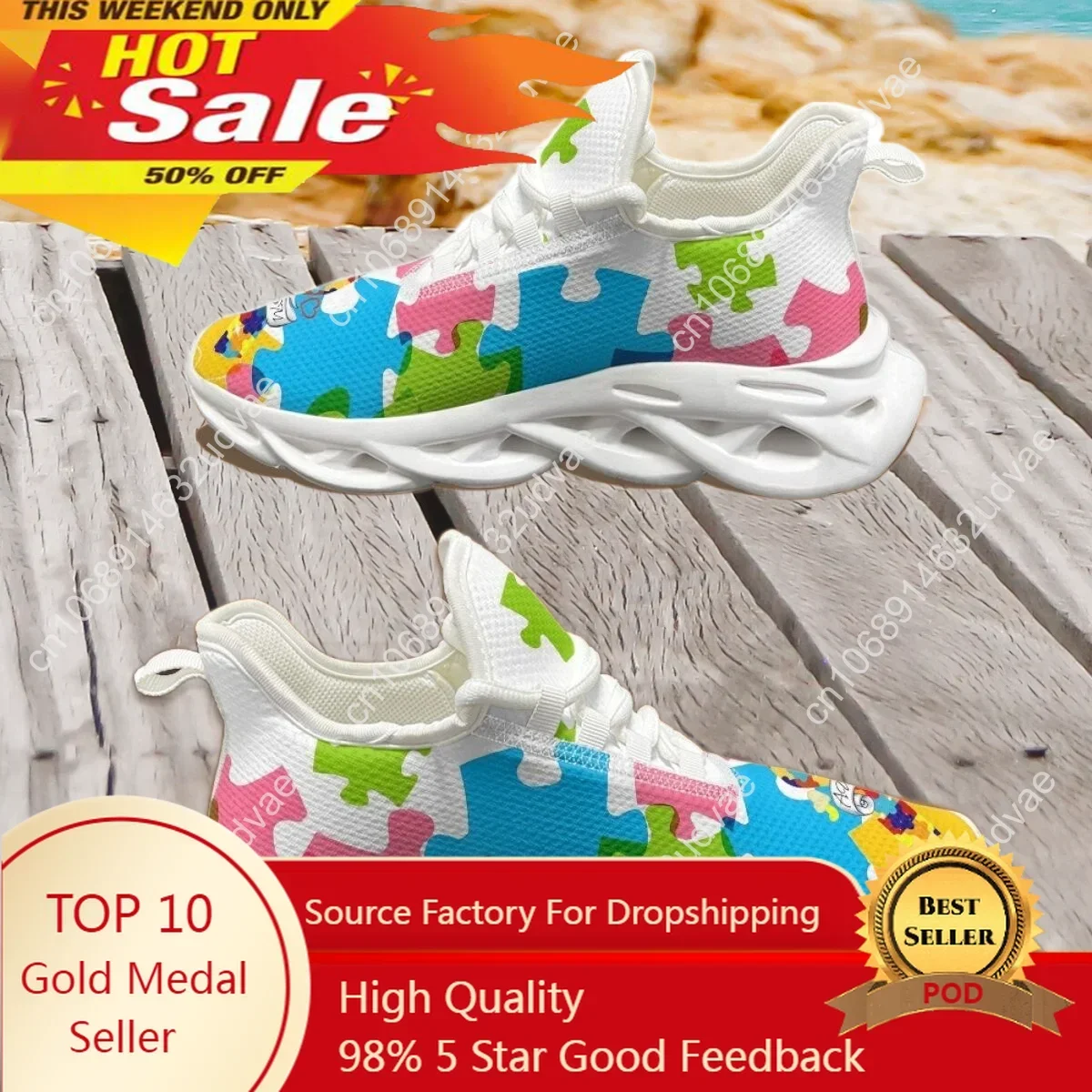 Men'S Shoes With Platform - Autism Awareness Sports Running Shoe Color