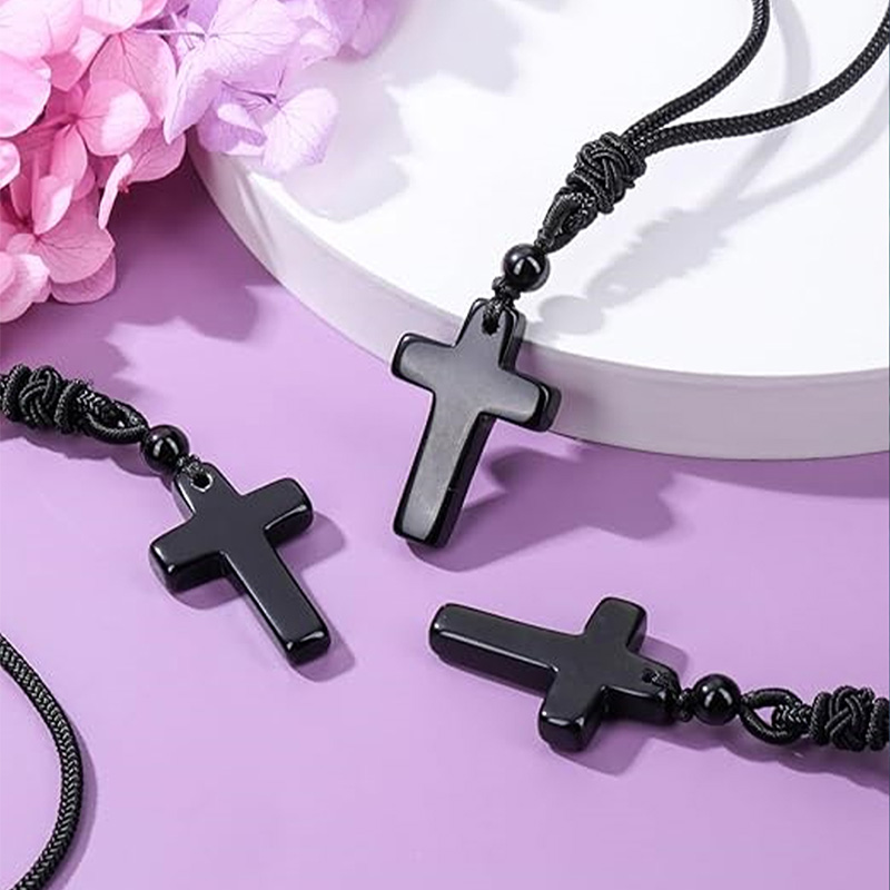 Sport Slide Men - CSJA Natural Stone Cross Pendant Necklace