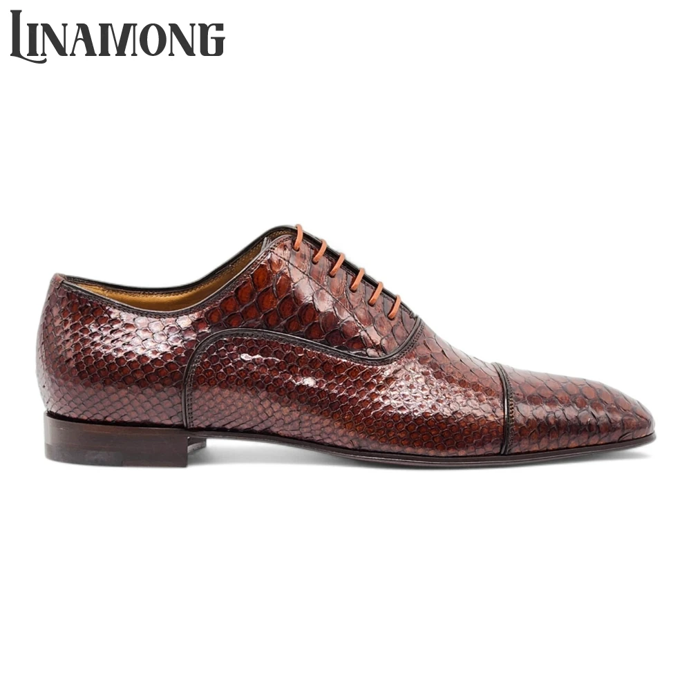 Brown Faux Python Leather Oxfo - Men'S Shoes Limited Edition review and price