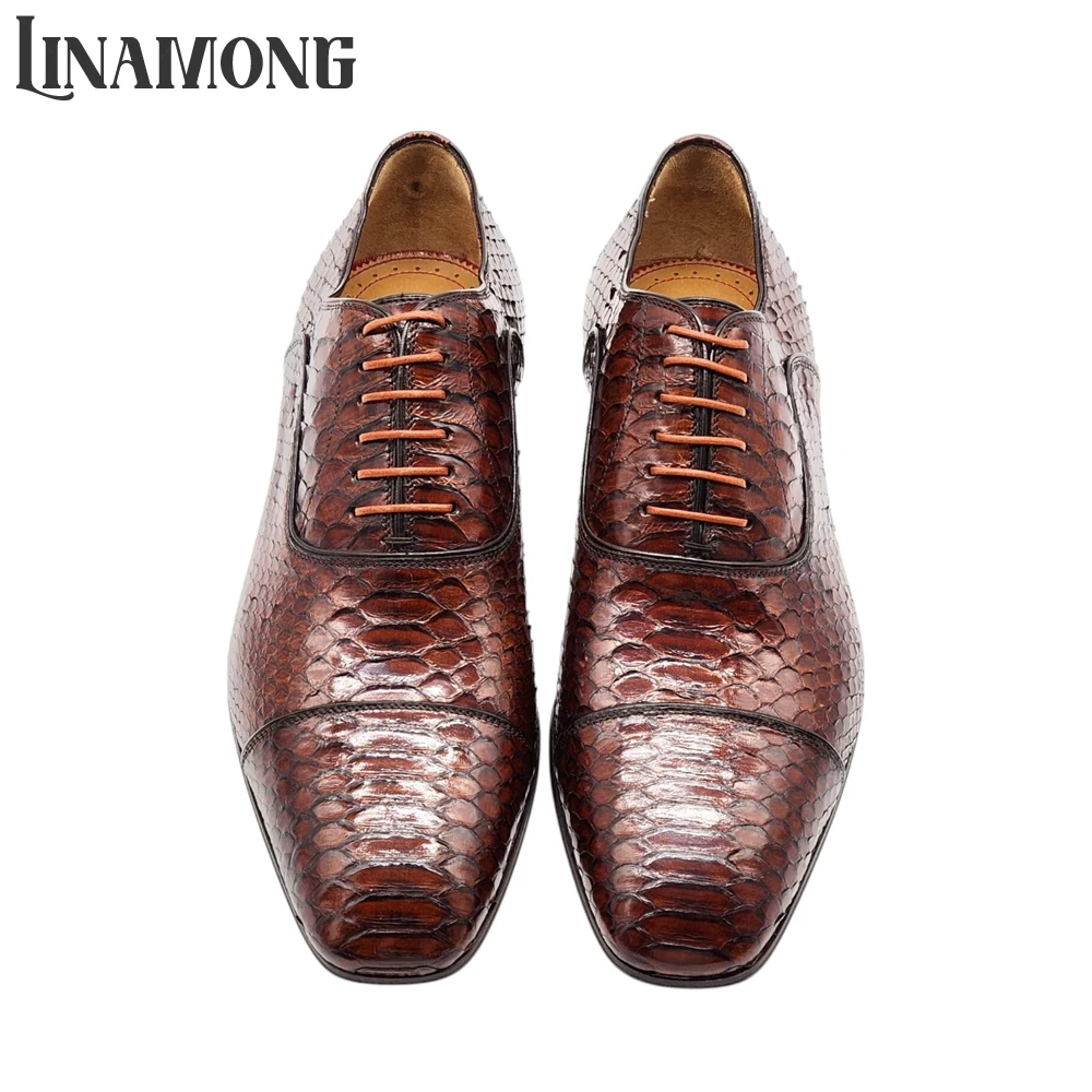 Brown Faux Python Leather Oxfo - Men'S Shoes Limited Edition review and price