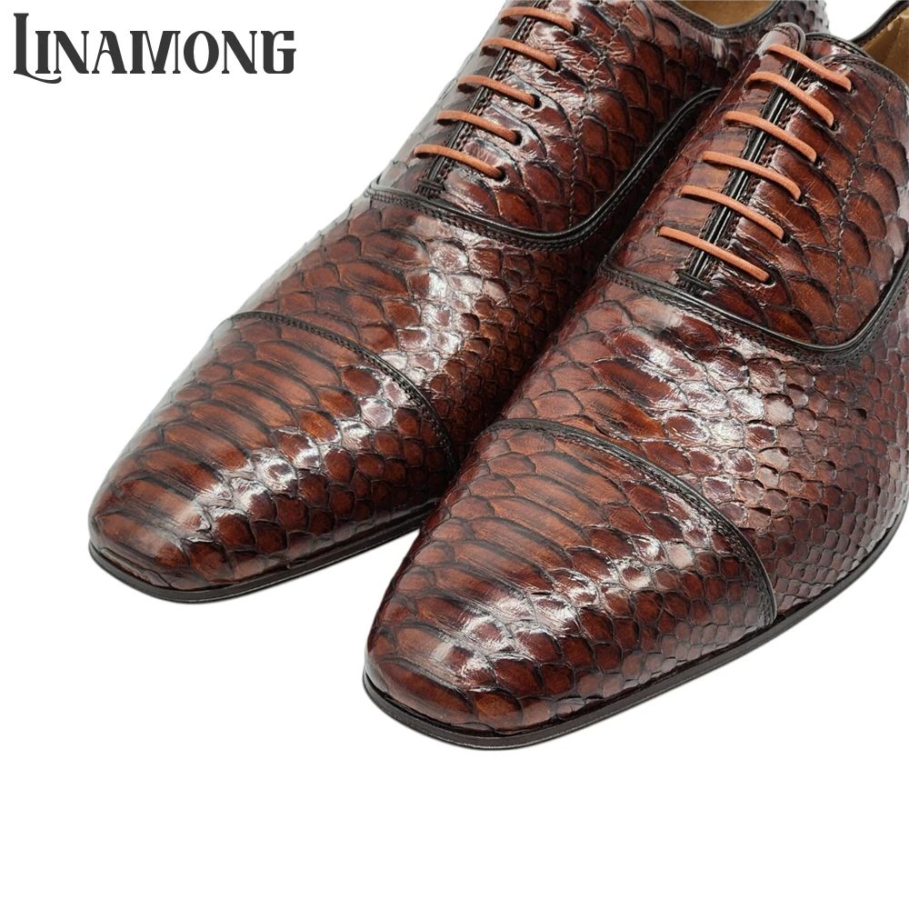 Brown Faux Python Leather Oxfo - Men'S Shoes Limited Edition review and price