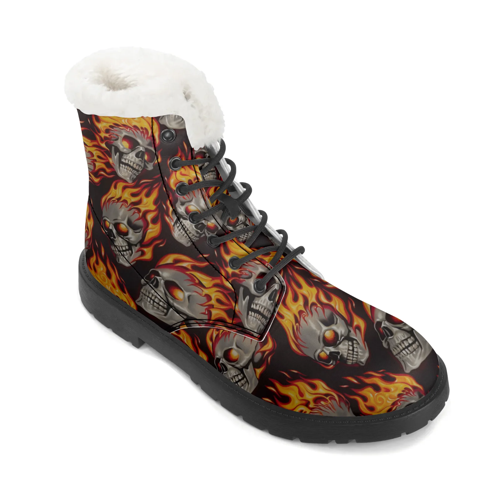 Fire Skull Patterns Snow Boots - Men Shoes Eu To Us Size review and price