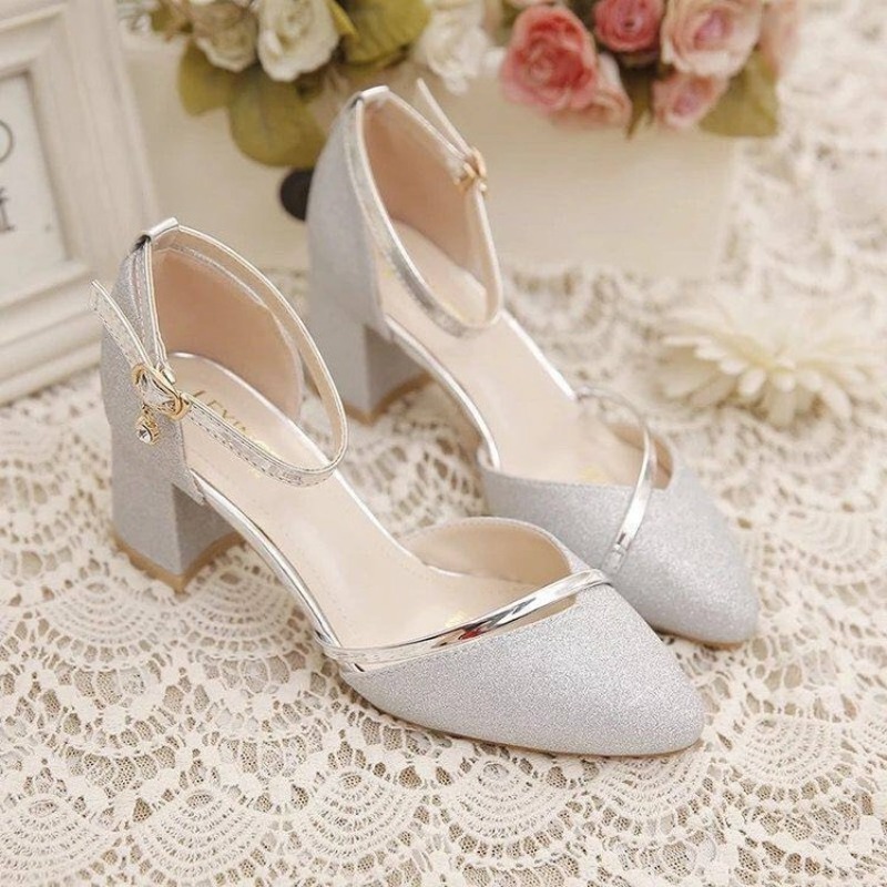 Women's Glitter Chunky Block H - Dress Shoe Pointed review and price