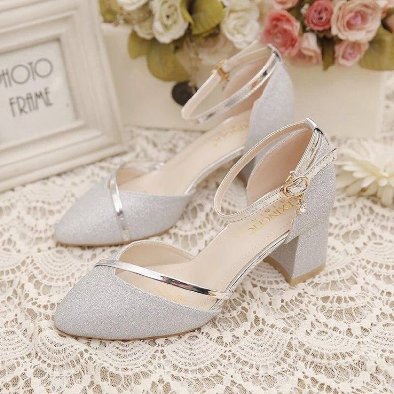 Women's Glitter Chunky Block H - Dress Shoe Pointed review and price