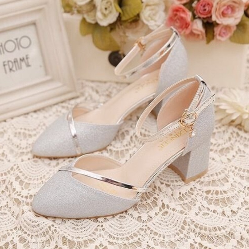 Women's Glitter Chunky Block H - Dress Shoe Pointed review and price