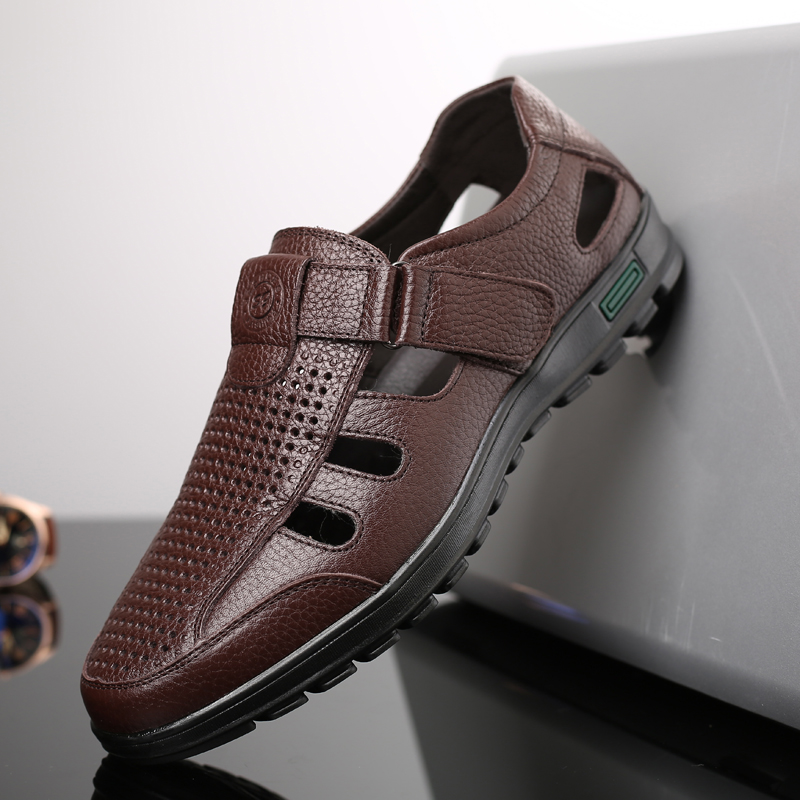 Men's Genuine Leather Sandals  - Men Shoes Eu To Us Size review and price