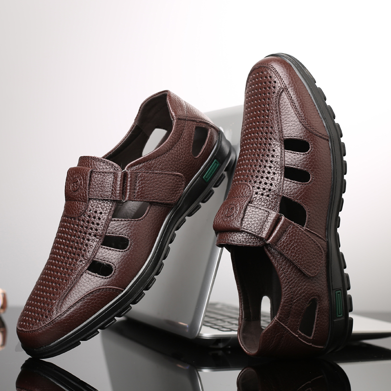 Men's Genuine Leather Sandals  - Men Shoes Eu To Us Size review and price