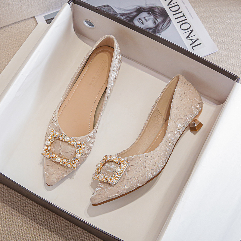 Ivory Textured Satin Pointed T - Dress Shoe Pointed review and price